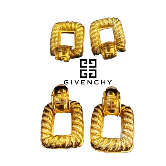 RARE Vintage Givenchy Signed Door Knocker Earrings - Picture 2 of 10